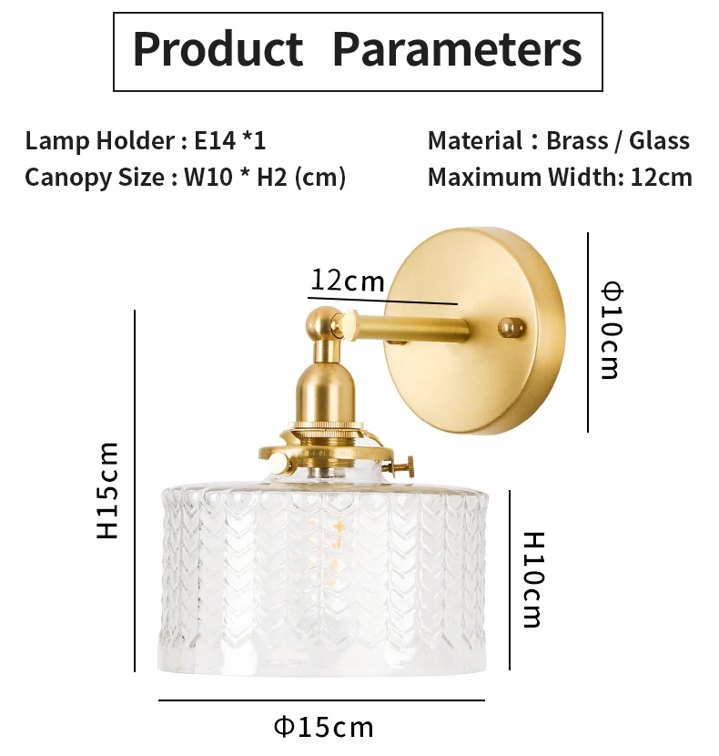 Lâmpada de Parede com Ondulações Graus para Cima e para Baixo para o Quarto Bronze Forma Vidro Ângulo Rotação 270 Sala Estar Iluminação Interior el 5 Luminárias de parede