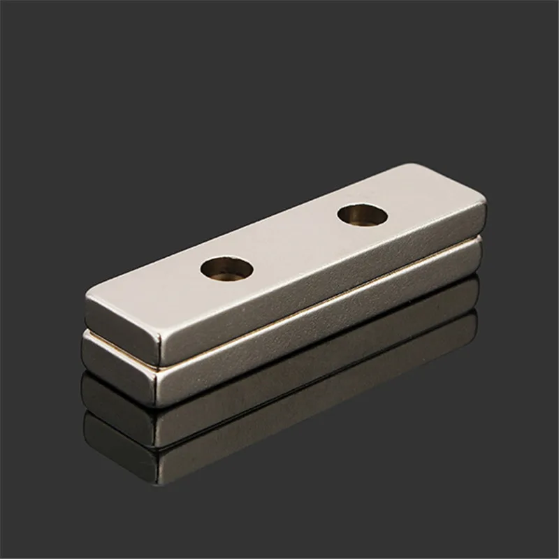 

2pcs N35 40x10x4mm Strong Block Magnets Countersunk Rare Earth Neodymium Magnets with 2 Holes