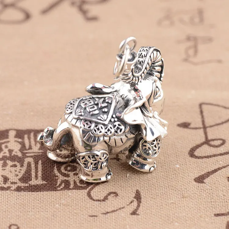 FNJ 925 Серебряный кулон слон на удачу монеты чистый S925 Твердые тайские серебряные подвески для женщин и мужчин Изготовление ювелирных изделий