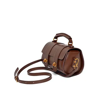 

CHALLEN leather cylinder type handbag new European and American fashion leather Messenger bag handbag wild explosion women bag