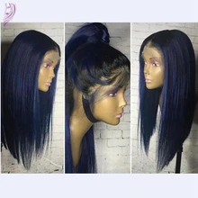 Brazilian lace front wigs virgin glueless full lace human hair wig with baby hair 1b/blue ombre u part wig for white/black women