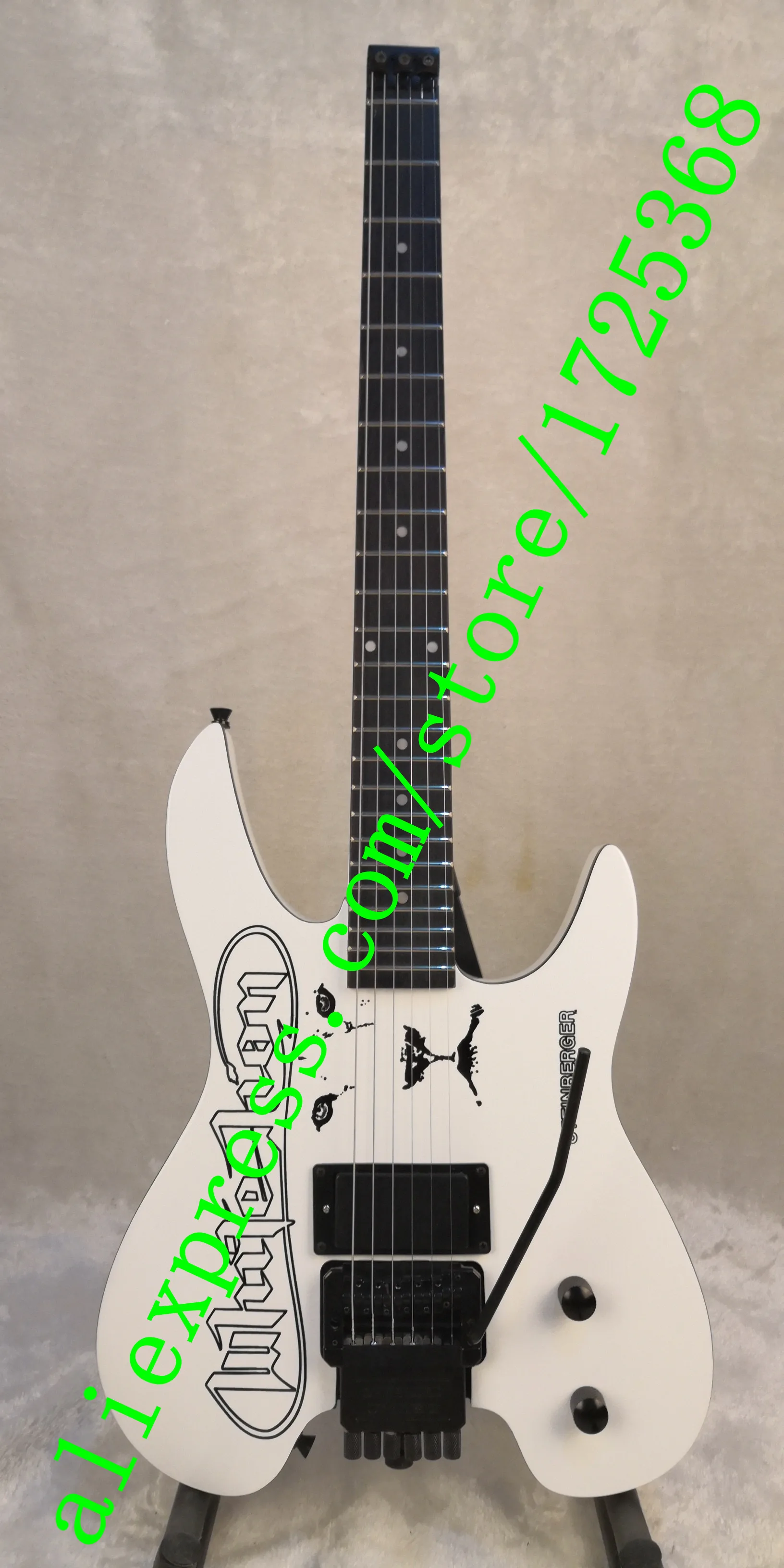 

white lion headless electric guitar with rosewood fretboard,Black hardwares free shipping