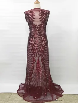 

High quality gold color African Sequins wedding lace fabric Hot selling French tulle net lace fabric New embroidered lace fabric