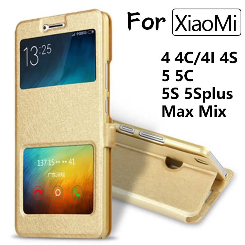 Телефон Случае Для XiaoMi 4C 4S 5 5S Splus Max Mix кожа Откидная Крышка Двойной Окно Просмотра