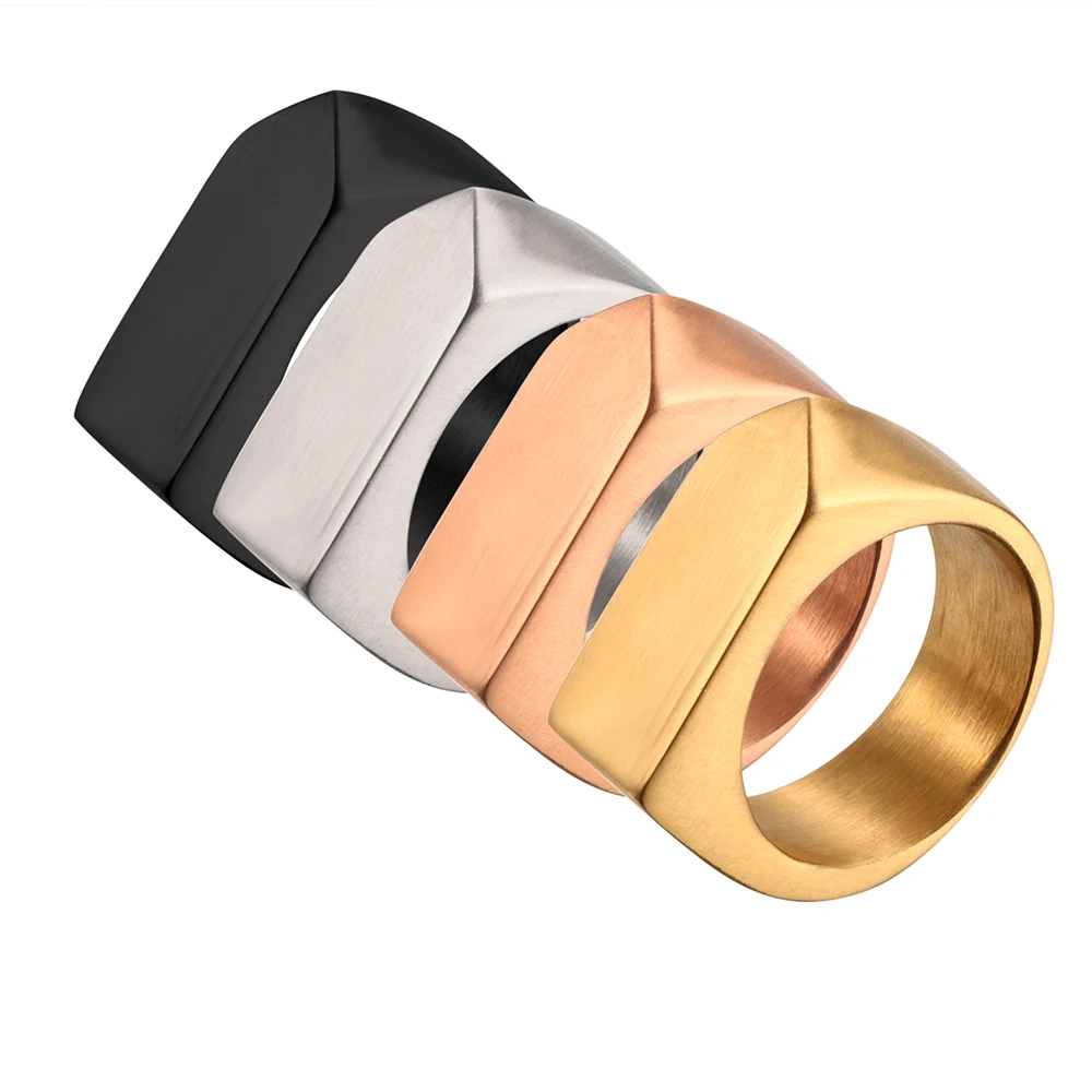 JOVO уникальные стильные мужские кольца на палец из граненой стали для мужчин полированные мужские кольца в стиле панк вечерние кольца в подарок Размер 7-13