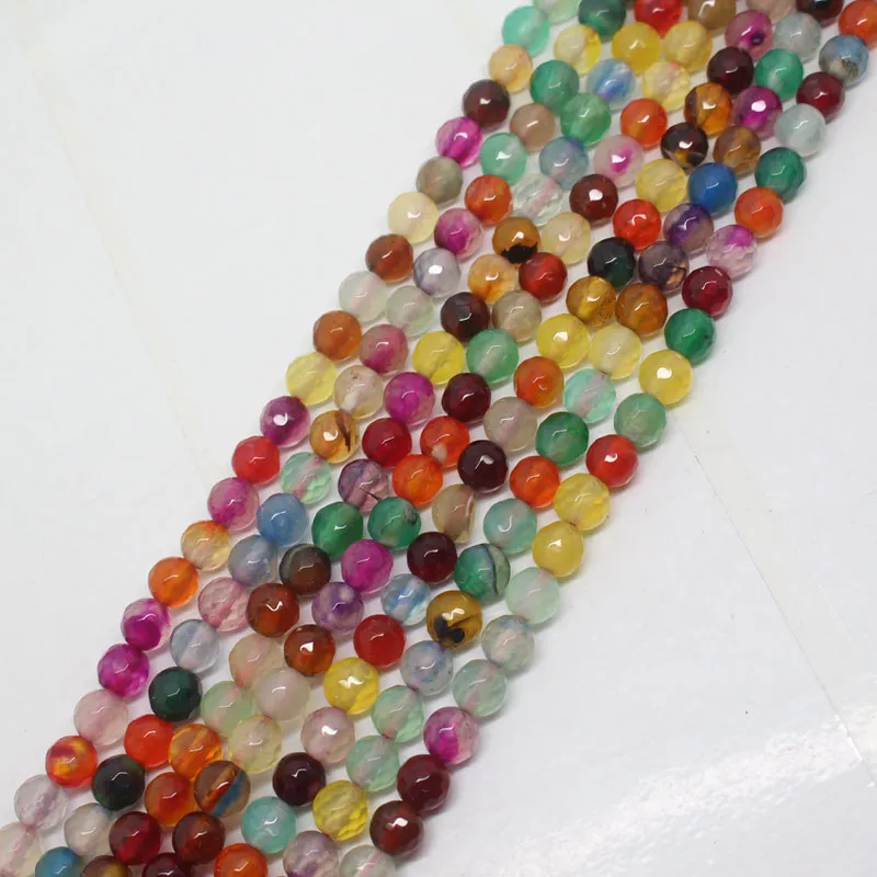 

Mini.order is $7!4,6mm Faceted Multicolor Agates Round DIY Loose Beads 15"