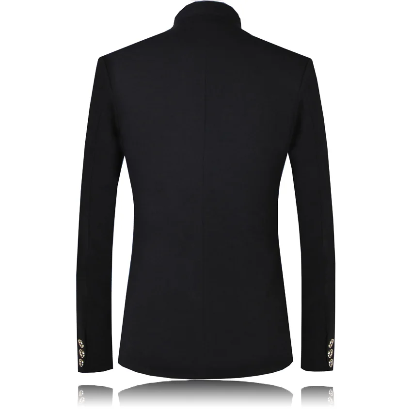  Blazer Men 2017 High Quality Suit Jacket Male Style Stand Collar Male Blazer Slim Fit Mens Blazer black Jacket Men Size M-5XL