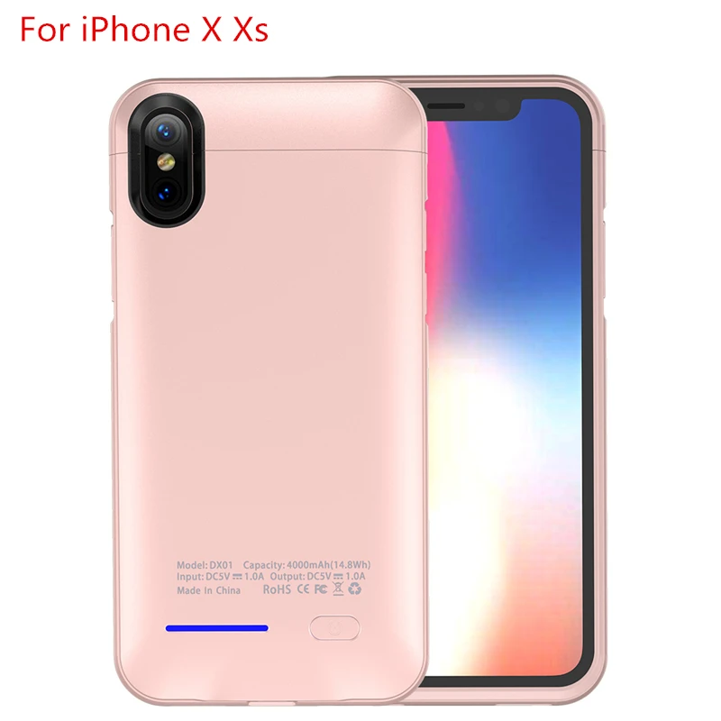 Чехол для iPhone X XR XS Max, 4000 мА/ч, внешний аккумулятор, зарядное устройство, чехол для iPhone SE 5, 5S, 6, 6 S, 7, 8 plus, чехол - Цвет: For iPhone X Xs