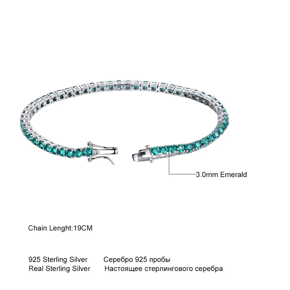 UMCHO роскошный созданный нано зелёный Изумрудный камень браслет Настоящее серебро 925 пробы браслеты и браслеты романтические для женщин Подарки