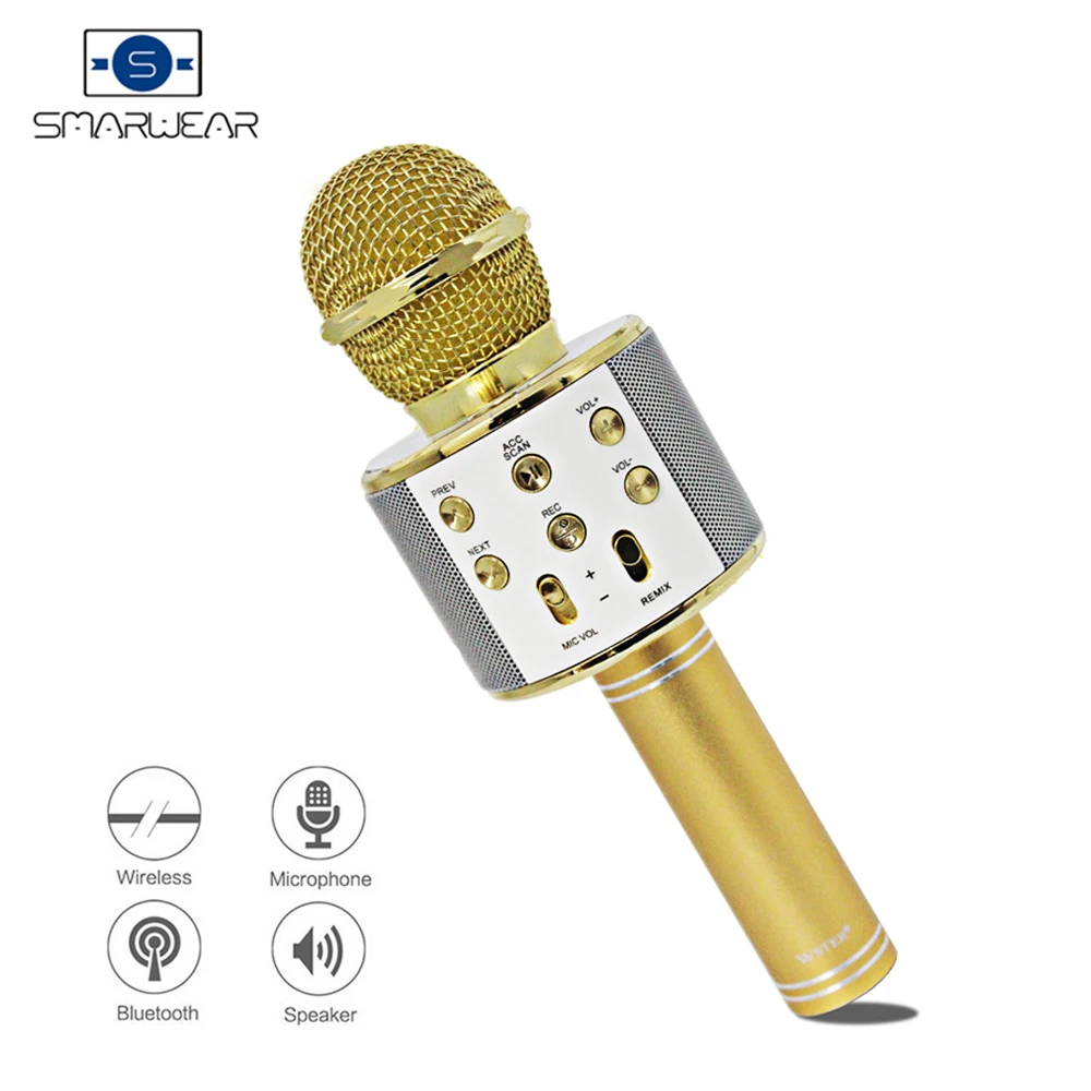 Buy Spain Stock WSTER WS 858 Wireless Bluetooth Karaoke Handheld Microphone Speaker Mini Home Phone Karaoke Machine Fast Delivery