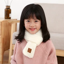 Осень-зима для девочек; теплые леггинсы для мальчиков однотонные Цвет шарф для малышей круг шеи теплые, вязаные шарф