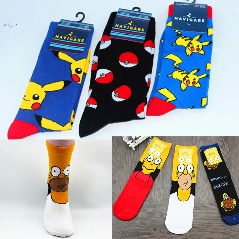 

Men Brand Cartoon Character Cotton Socks Harajuku Female Cute Unisex Skatebord Socks Hipster Fashion Animal Print Ankle Socks