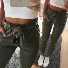 Women Solid Color High Waist Harem Pants Ladies Casual Slim Skinny Long Straight Pants Pencil Pants Trousers With Belt Women Solid Color High Waist Harem Pants Ladies Casual Slim Skinny Long Straight Pants Pencil Pants Trousers With Belt