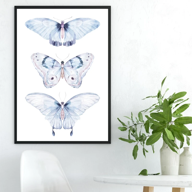 Watercolor butterfly print living room decor
