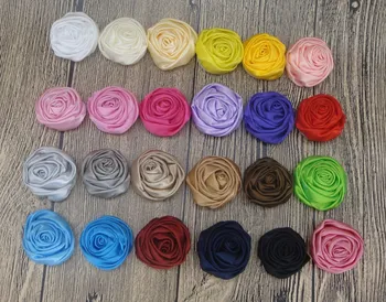 

26Colors 3.5cm Mini 3DSatin Roses Flowers For girl Headband Kids garment DIY Accessories 200pcs/lot