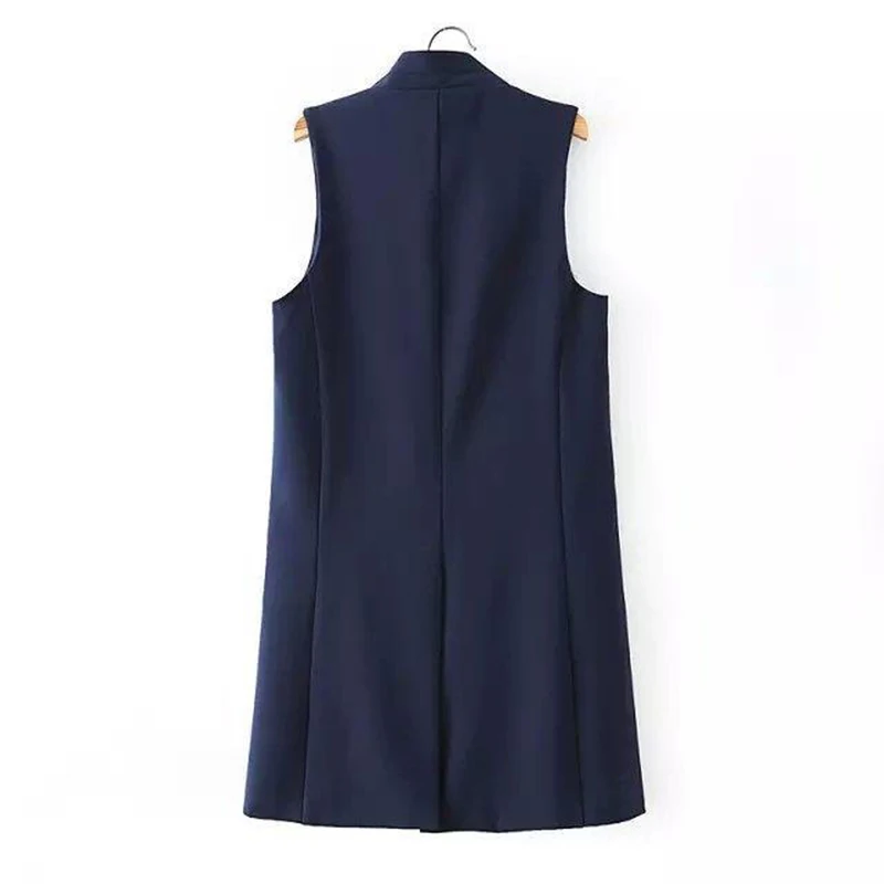 Женский пиджак жилет с воротником стойкой и двумя карманами|blazer vest|vest coat womenvest |