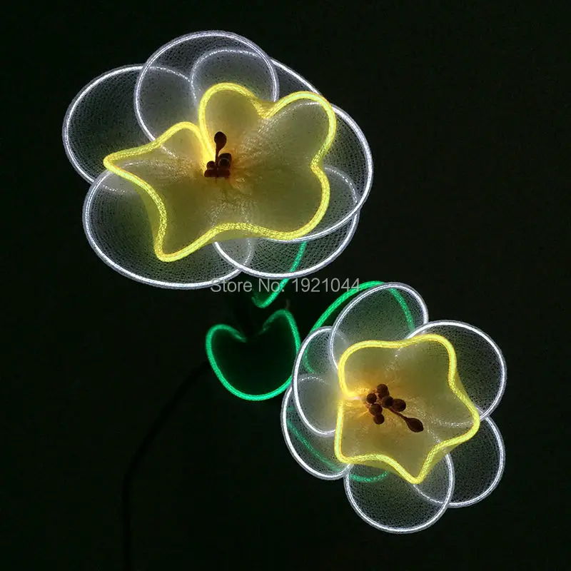 

High-grade 1pcs EL Wire LED Daffodils Flower DC-3V Neon Glow Rope Luminous Party Lighting Colorful Glowing Gift For Party Decor