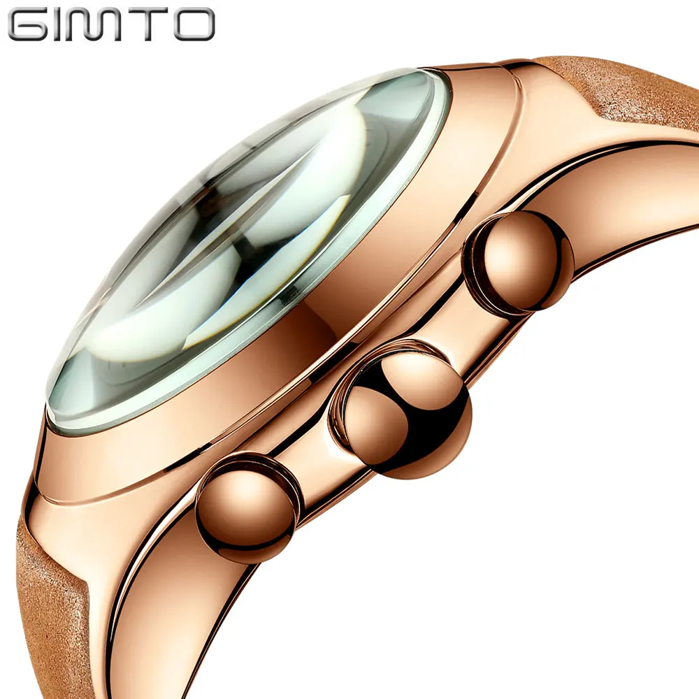 

GIMTO Creative Men Watch Luxury Brand Gold Date Quartz Wristwatch Waterproof Clock Leather Sport Military Male Watches relogio
