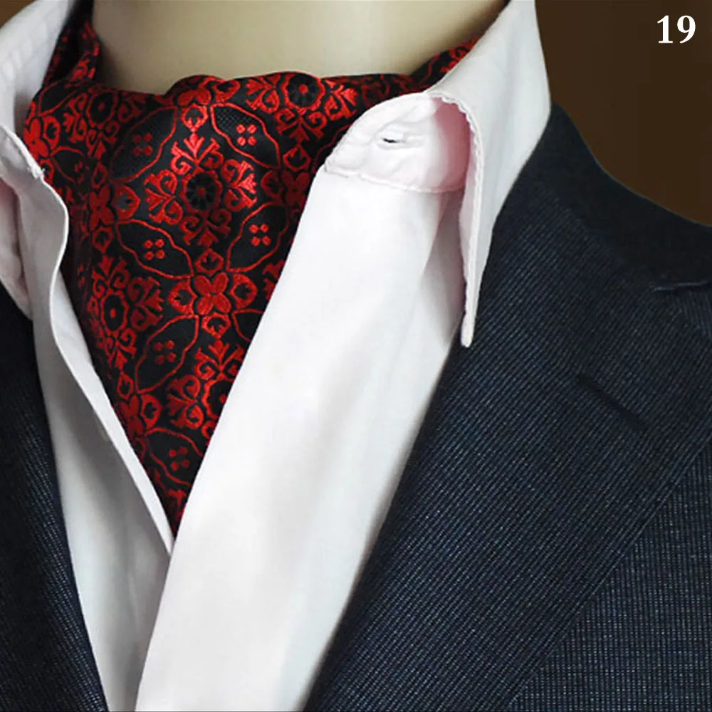 Мужской формальный галстук в горошек Пейсли Цветочный широкий галстук Аскот шарф свадебный