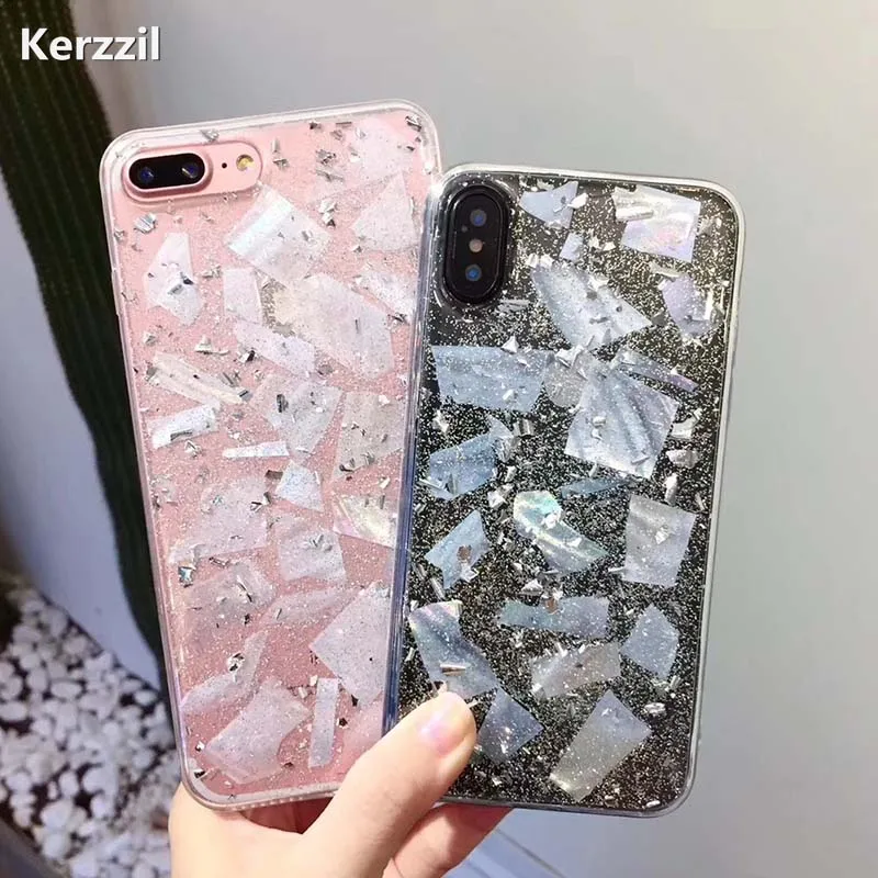 Чехол для телефона Kerzzil Bling Gold Foils iPhone X 8 7 6 6s Plus прозрачный силиконовый мягкий