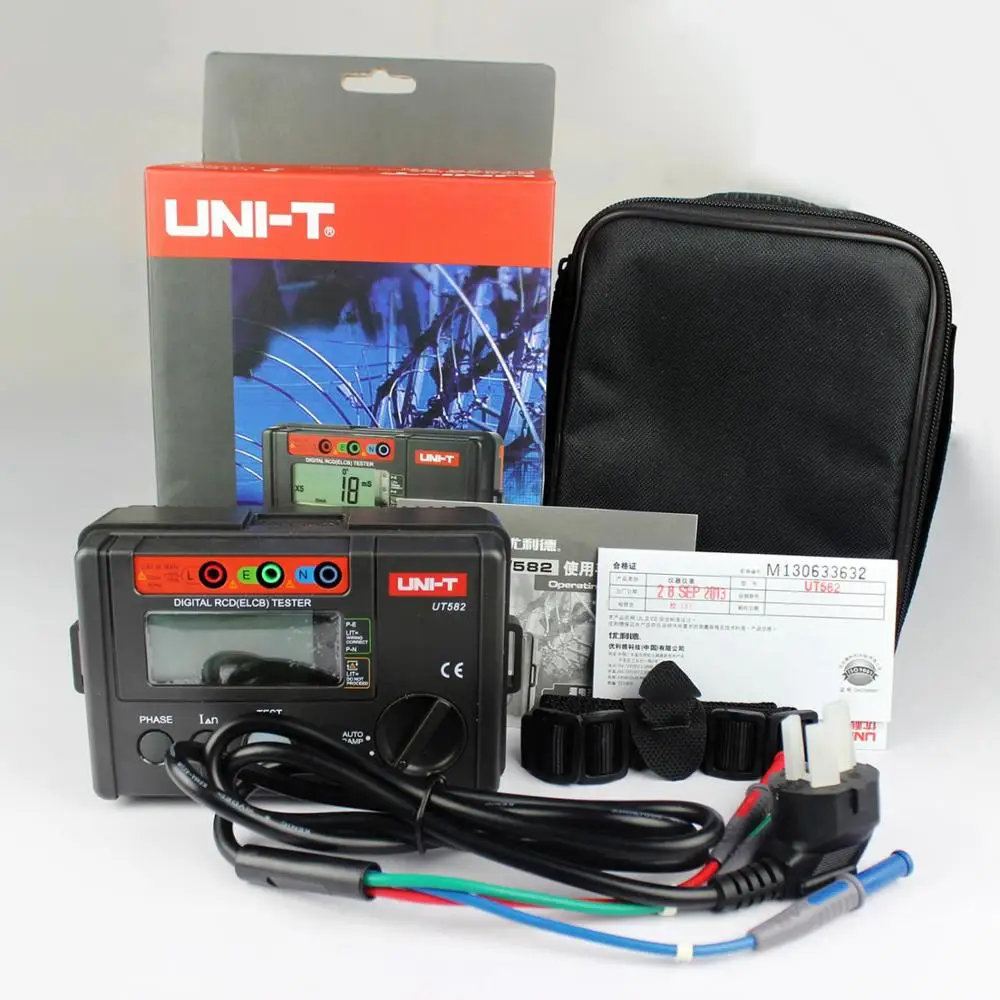 UNI-T UT582 цифровой RCD (ELCB) тестер эстакада утечки автоматический выключатель метр с Mis-operation зуммер защита от утечки switc