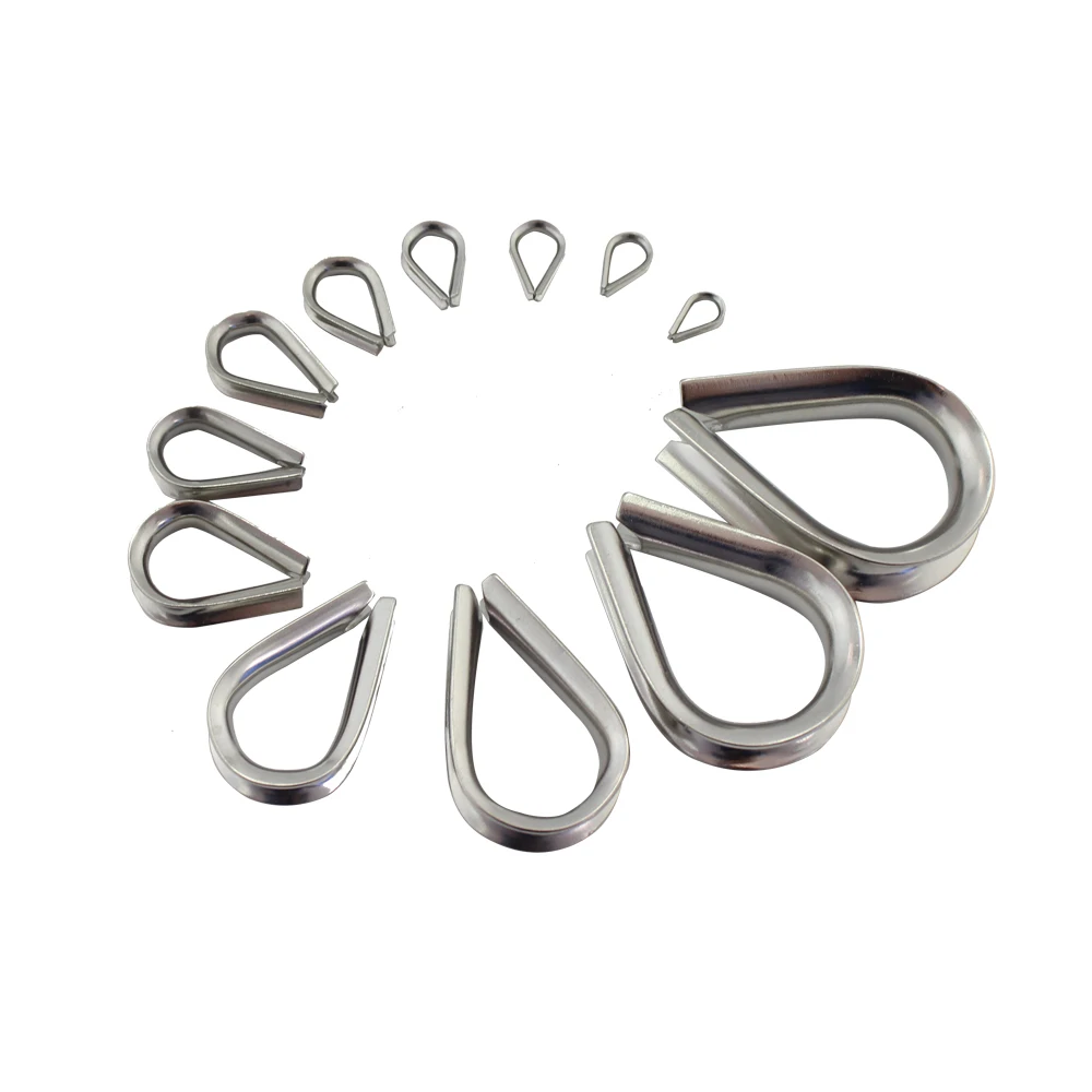 16mm Thimble Thimbles Wire Rope Stainless Steel Cable Loop Clips Clamps 1.5mm 