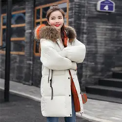 2018 новый стиль зимняя куртка Женские пальто искусственный воротник женский парка теплая хлопковая стеганая подкладка зимнее пальто дамы