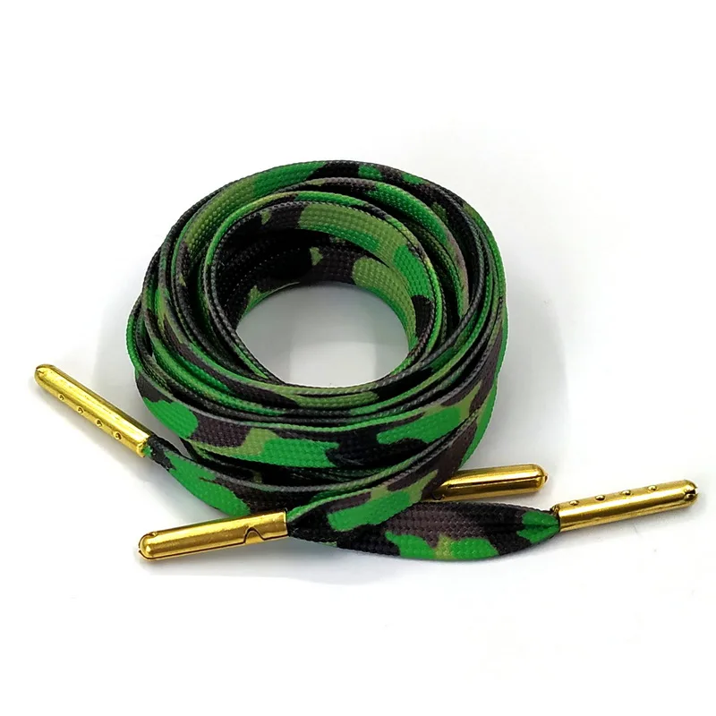 JUPHAIR Высокое качество флаг Зебра печати плоские шнурки для повседневная обувь, кроссовки с металлическим наконечником шнурки красочные радужные шнурки - Цвет: 05 Green Black 1
