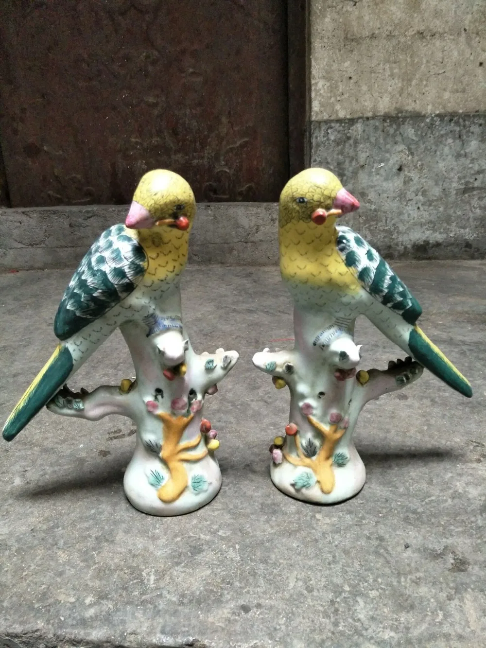 

Antique QingDynasty porcelain statue,Pastel Bird&Tree ,carved culpture crafts,Decoration,Collection&Adornment,Free shipping