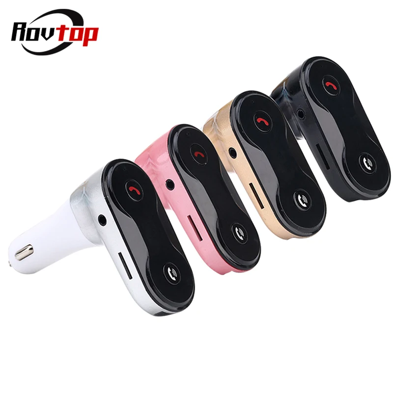 

Rovtop Wireless FM Transmitter Modulator Car Bluetooth Kit G7 Charger Upgrade to C8 AUX Wireless Handsfree Car Music Player Z2