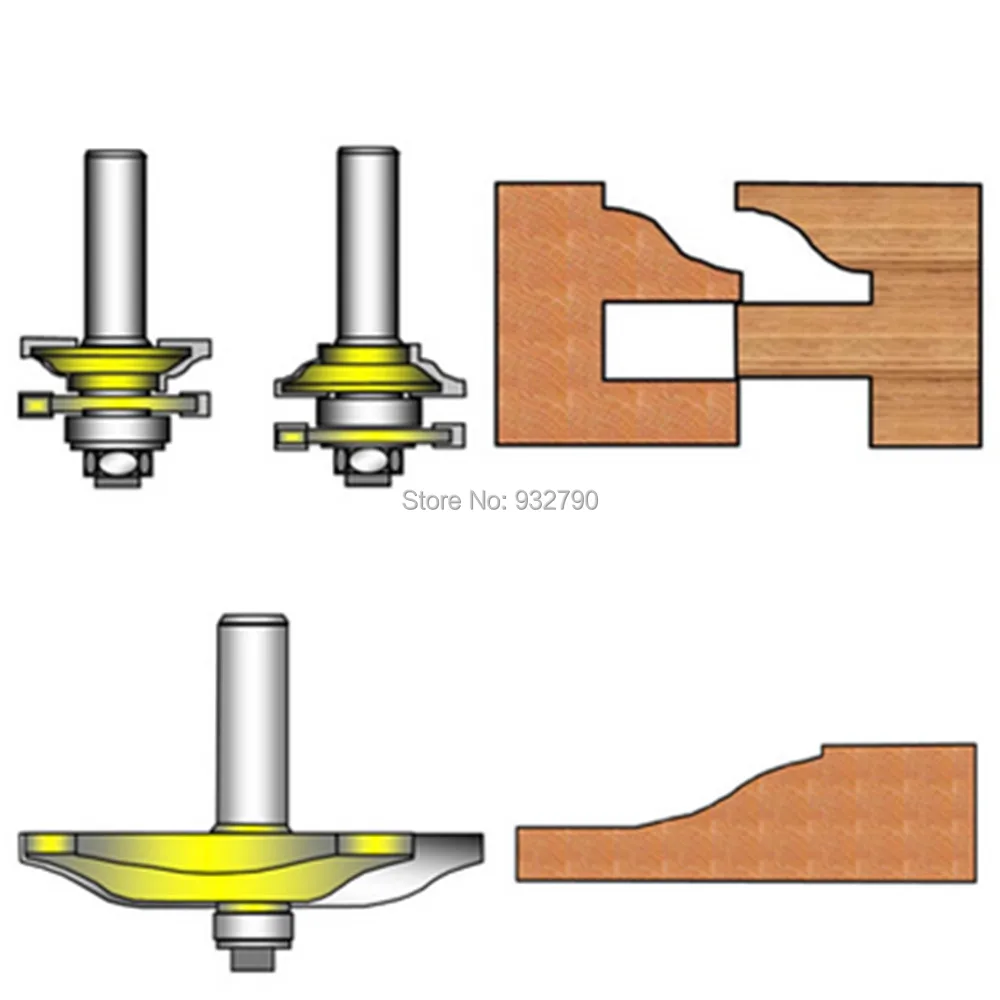 3 шт. 1/4 &quotOgee выступающая филёнка Ogee рельс Stile маршрутизатор Набор бит шкафа двери