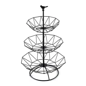 

Household 3 Tier Fruit Plate Countertop Metal Fruit Basket Vintage Style Tray Stand Storage Basket Kitchen Fruit Basket Decor