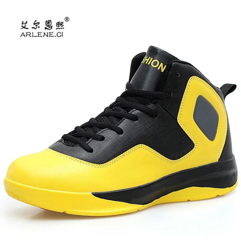Мужская Баскетбольная обувь для наружной Мужская зимняя тренажерный зал спортивные кроссовки Ботильоны Кроссовки Basket Homme Ultra Boost плюс размер 47 - Цвет: Цвет: желтый