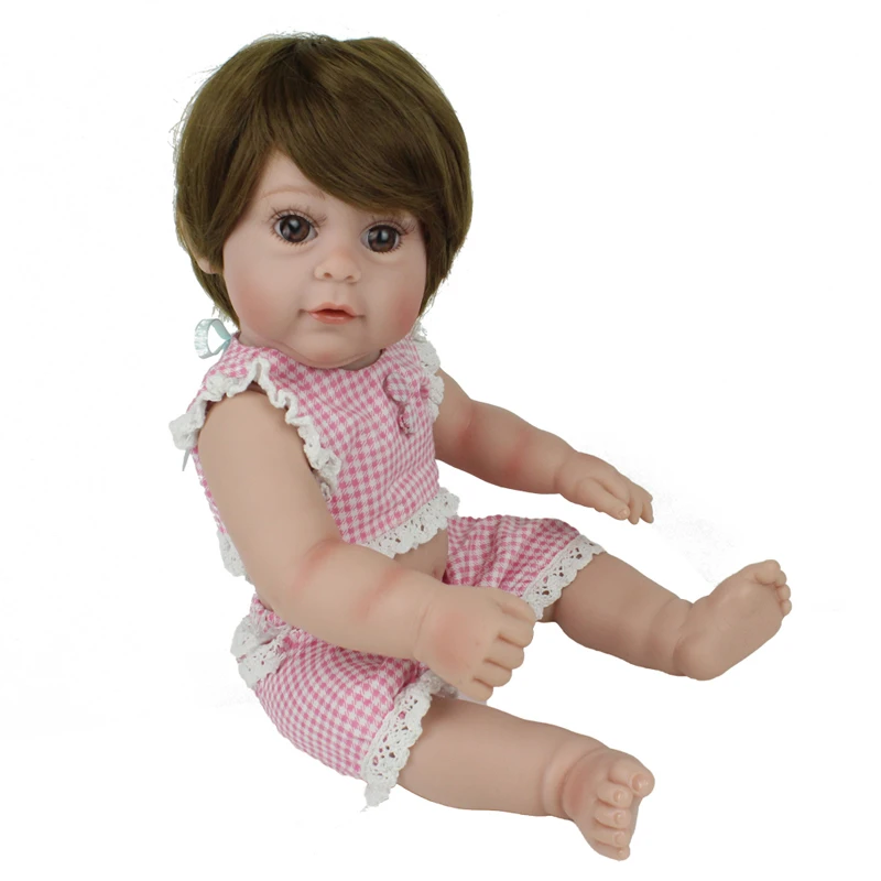 43 Cm Gros Yeux Bebe Poupee Reborn Bebe Si Mignon Plein Silicone Impermeable Lol Cheveux Courts Boneca Cadeau Jouet Avec Reel 0 3 M Bebe Vetements Aliexpress