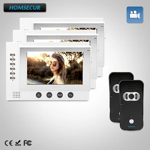 

HOMSECUR 7" Wired Video&Audio Smart Doorbell+Dual-way Intercom for Home Security :TC021-B Camera(Black)+ TM701R-W Monitor(White)