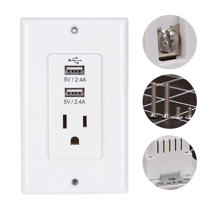 Best Quality High Speed USB Wall Socket US Plug Dual USB Port Charger