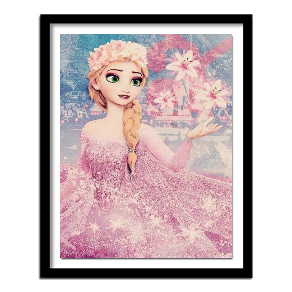 

Cartoon Princess DIY 5D Diamond Diamond Painting Cross Stitch Elsa Kit Diamonds Embroidery Square Drill Home Decoration