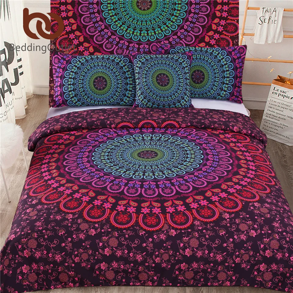 

BeddingOutlet 5pcs Bed in a Bag Bedding Set Bohemian Floral Printed Bedclothes Fixed Combination Bed Cover Twin Full Queen King