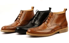 Fashion black / brown oxfords shoes mens boots genuine leather shoes mens dress boots business mens ankle boots