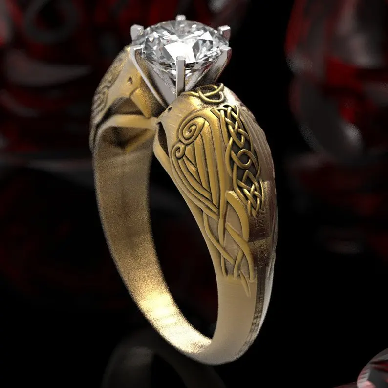 Панк классический женский маленький камень кольцо золото ворона кольцо с изображением животного Винтаж обручальные кольца обещают обручальные кольца для влюбленных для женщин
