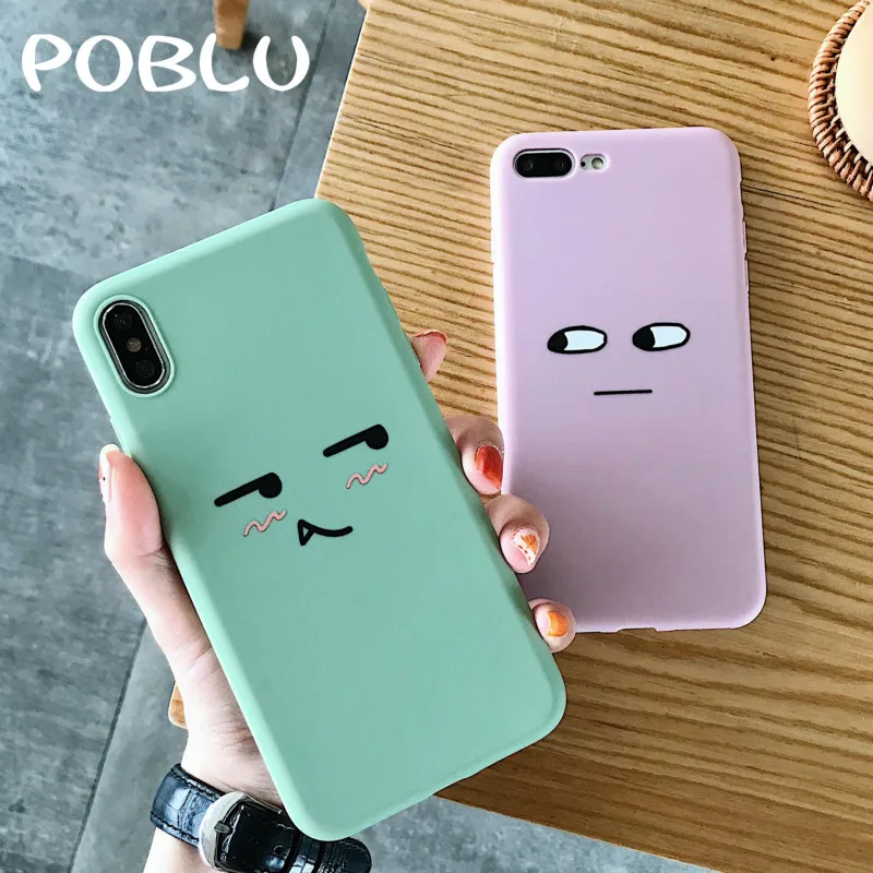 POBLU милый чехол с мультяшным выражением для iphone XS Max XR Забавный ТПУ мягкий