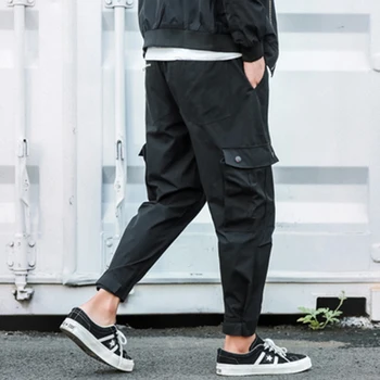 

Man Casual Pant Loose Ankle-Length Pocket 5XL BLACK Harem Large Size New Fashion Nine Pant Hiphop Harem Pants Safari Style Loose