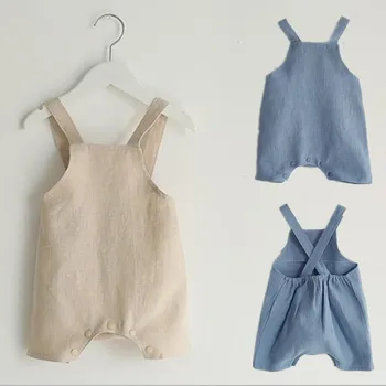 

Summer Cotton Linen Romper 2018 Newborn Baby Girls Romper One-piece Jumpsuit Playsuit Outfits Children Kids Solid Overall