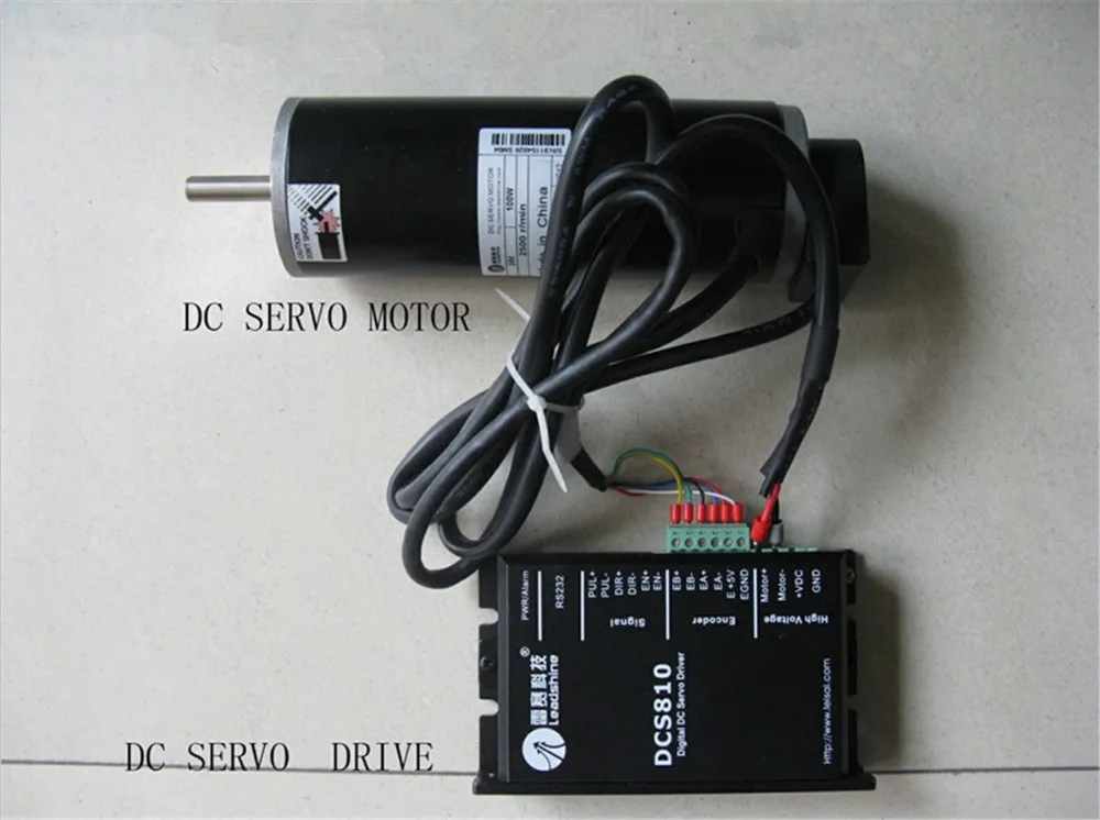 Leadshine DC Brushed Servo Motor Drive kit 100W 0.35Nm 2500r/min DCM50207-07D-1000+DCS810 18~80VDC DC Servo Set