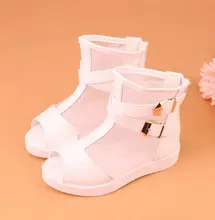 2016 printemps / été bottes enfant sandales filles enfants princesse chaussures parti unique chaussures réseau à bout ouvert en cuir bébé chaussures