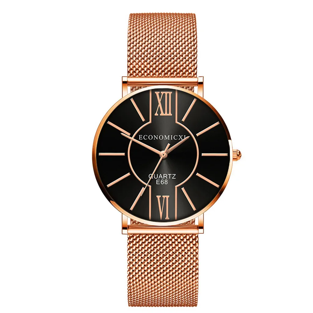 Японские кварцевые женские наручные часы из нержавеющей стали с сеткой, женские роскошные часы из розового золота, новые модные часы с браслетом, Reloj Relogio 233 - Color: Black