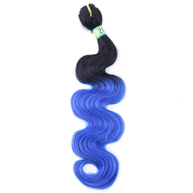 FSR синяя завивка искусственных волос волосы цвета Омбре пучки Тела Пучки волнистых волос 18-22 дюймов 3 пучка/партия - Цвет: T1B-blue