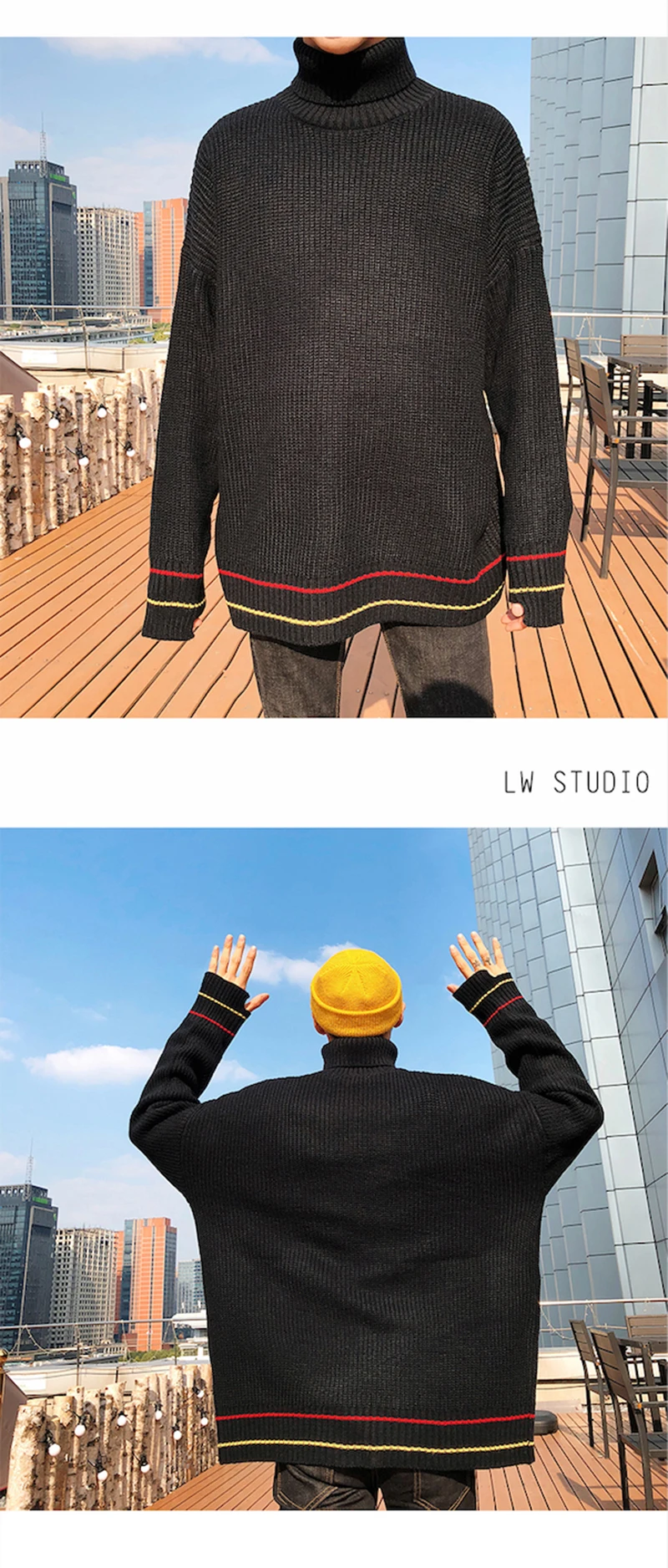 Turtle Neck Sweater Men Retro Vintage Pullover High Fashion   (5)