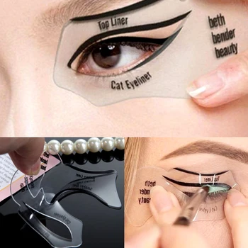 

2Pcs Eyeliner Stencil Cat Sticker Template Models Card DIY Eye Fish Tail Double Wing Liner Shaping Makeup Tools