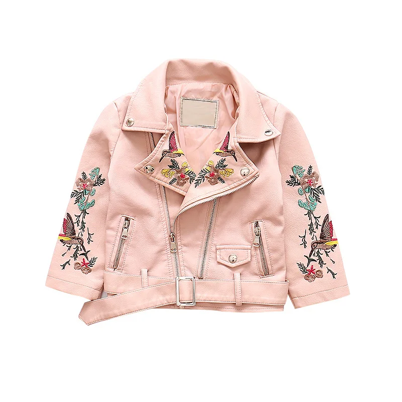 5-12T Flower Embroidery Kids Jacket PU Leather Girls Jacket For Girl Children Outerwear For Teeange Girls Clothing Coats Costume 5-12T Flower Embroidery Kids Jacket PU Leather Girls Jacket For Girl Children Outerwear For Teeange Girls Clothing Coats Costume
